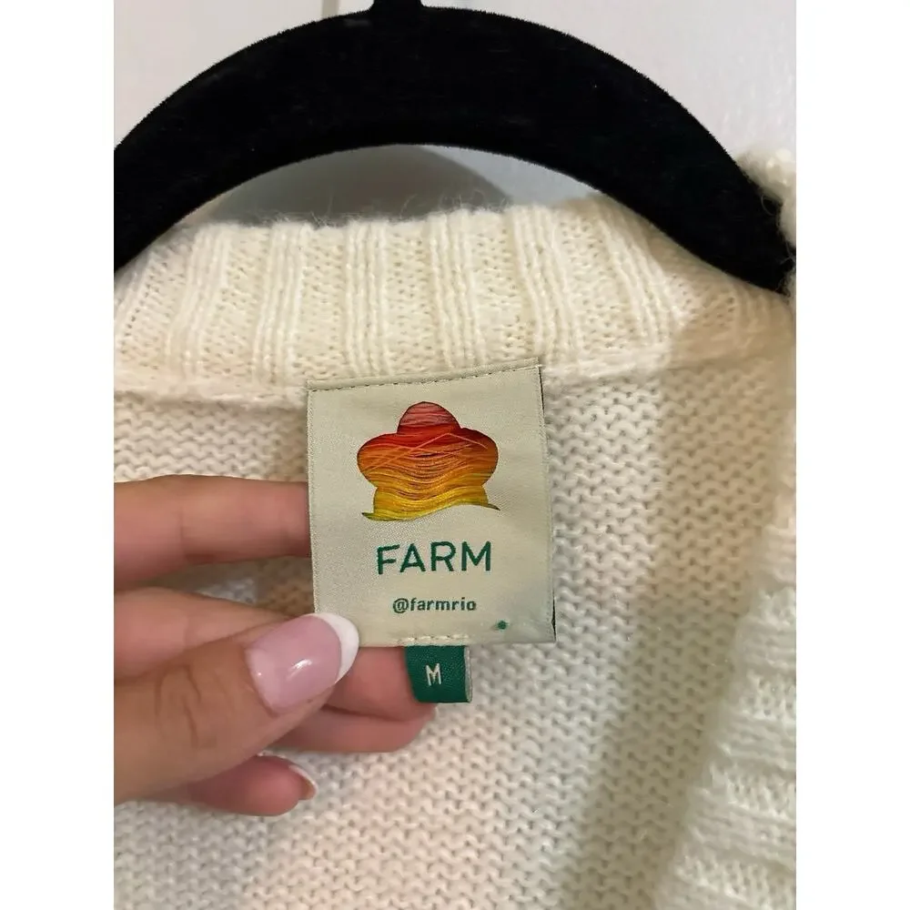 Farm Rio Bubble Knit Button Up Cardigan Ivory Women’s Medium